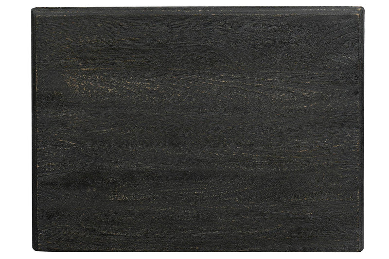 Solid Wood Square Distressed Carved Floral Two Drawer Nightstand (755905) - Black