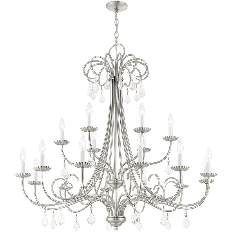 41'' Multi Light Dimmable Chandelier With Shades - Nickel