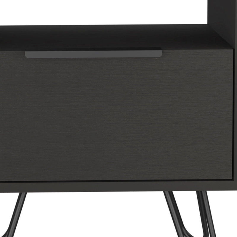 17.7" x 13.7" x 22.2" Faux Wood Nightstand With Storage - Black