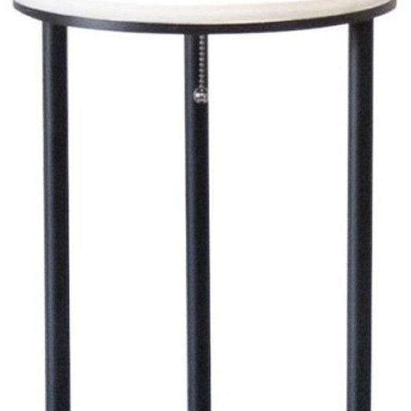 Wood Floor Lamp With Circular USB Charging Station Shelf - Black