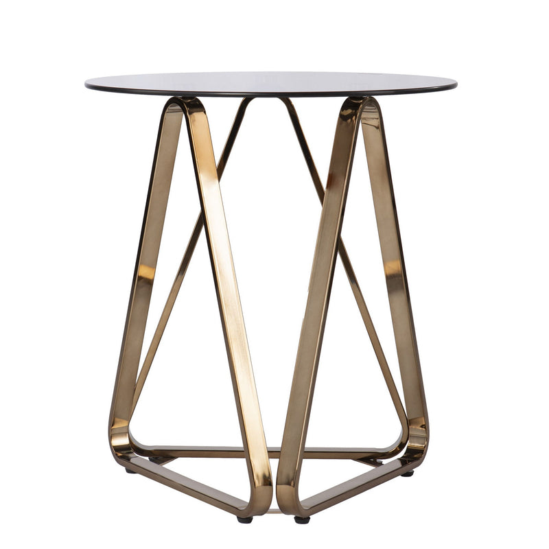 24" Glass Iron Round End Table - Champagne