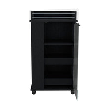 Load image into Gallery viewer, Bar Cart With Glass Door, 2 Side Shelves And Casters - Black

