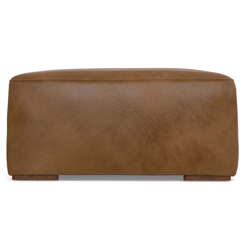 34" Leather Ottoman - Brown