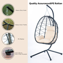 Load image into Gallery viewer, Egg Chair with Stand Indoor Outdoor Swing Chair Patio Wicker Hanging Egg Chair Hanging Basket Chair Hammock Chair with Stand for Bedroom Living Room Balcony
