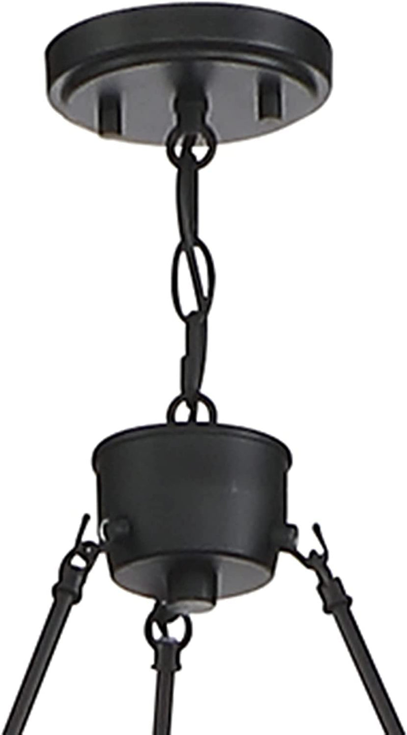 27" Candle Style Six Light Metal Dimmable Chandelier - Black / Gold