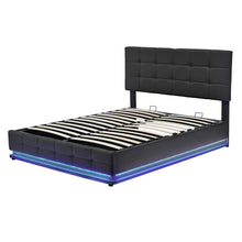 Load image into Gallery viewer, Tufted Upholstered Platform Bed with Hydraulic Storage System,Queen Size PU Storage Bed with LED Lights and USB charger, Black
