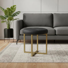 Load image into Gallery viewer, Faux Leather Tufted Footstool - Gold
