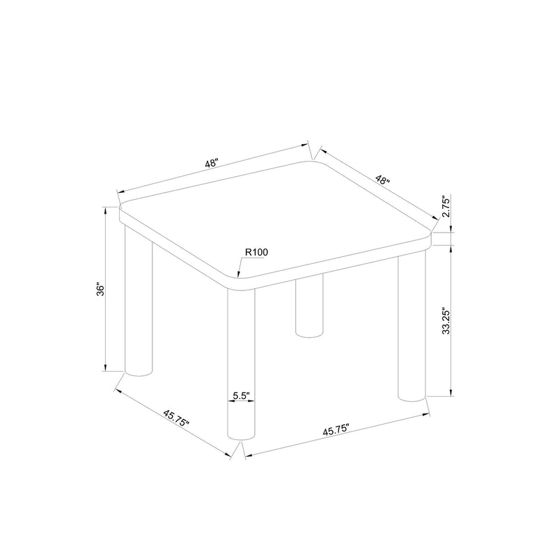 Square Frame Dining Table - Gray