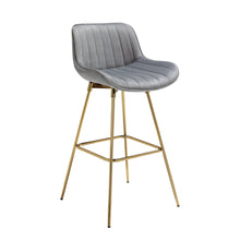 Load image into Gallery viewer, Velvet And Metal Swivel Low Back Bar Height Bar Chairs (Set of 2) - Gray And Gold
