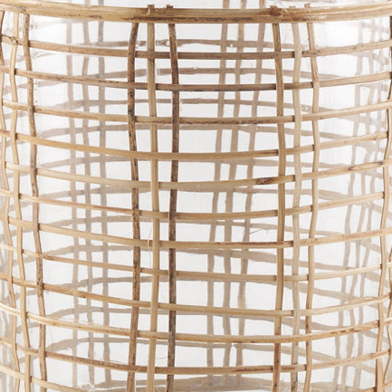 Round Floor Vase With Wrapped Rattan (608577) - Clear / Natural