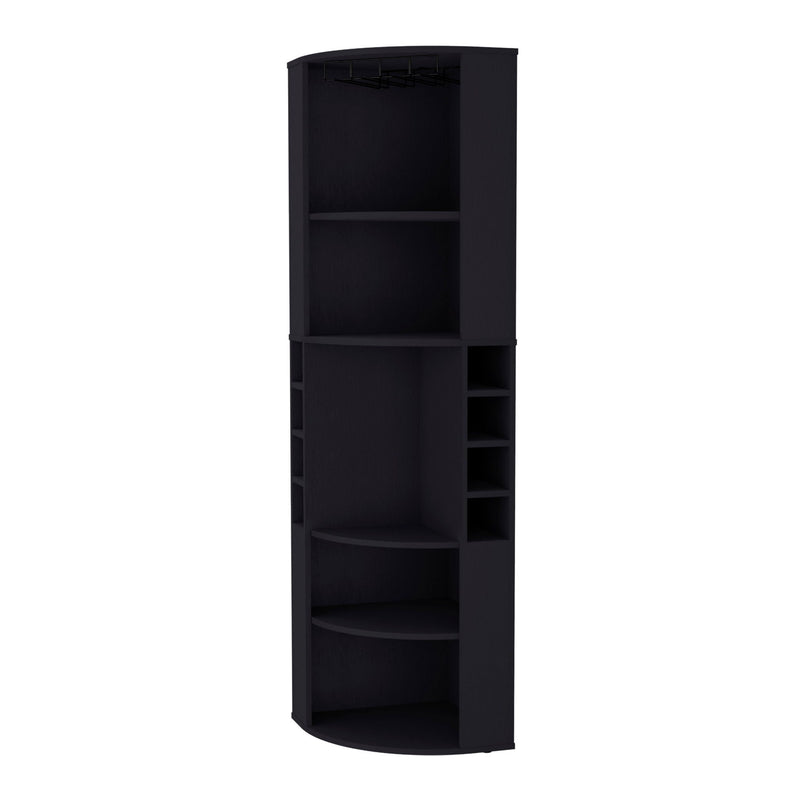 71" Wood Accent Corner Bar Cabinet - Black