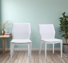 Load image into Gallery viewer, Slipcovered Upholstered Faux Leather Dining Side Chairs (Set of 2) - White
