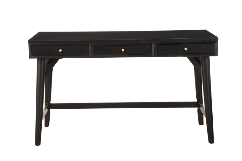 Solid Manufactured Wood Writing Desk With Three Drawers - Black
