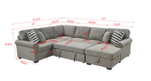 Load image into Gallery viewer, 117&quot; Oversized Sectional Sofa with Storage Chaise, Rolled Arms U Shaped Sectional Couch ,Removable Soft Backrest Cushions, with 4 Throw Pillows for Large Space Dorm Apartment,Light Gray
