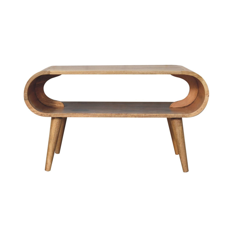 32" Solid Wood Coffee Table With Shelf - Oak