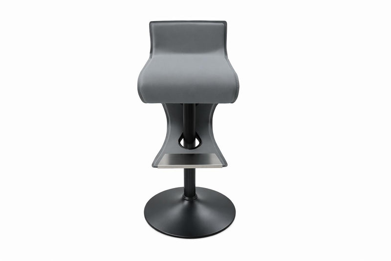 Faux Leather And Steel Low Back Adjustable Height Swivel Bar Chair - Gray And Black