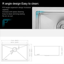 Load image into Gallery viewer, 28" Undermount Kitchen Sink With, 10" Deep, Single Bowl, Rounded Corners - Brushed Nickel
