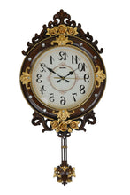 Load image into Gallery viewer, Silent Pendulum Ornate Oval Wall Clock - Brown / Gold / White
