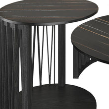 Load image into Gallery viewer, Marble And Solid Wood Round Nested Coffee Tables - Black

