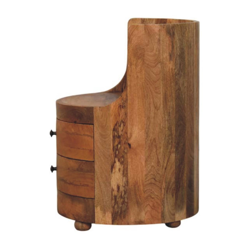 Solid Wood And Marble Two Drawer Nightstand - Oak