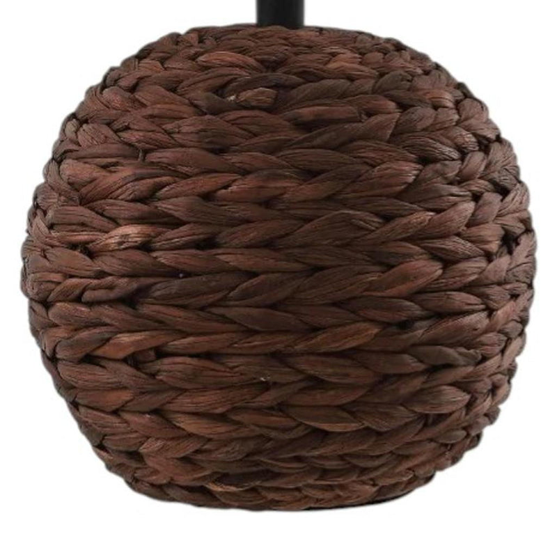 Round Table Lamp With Drum Shade - Dark Brown