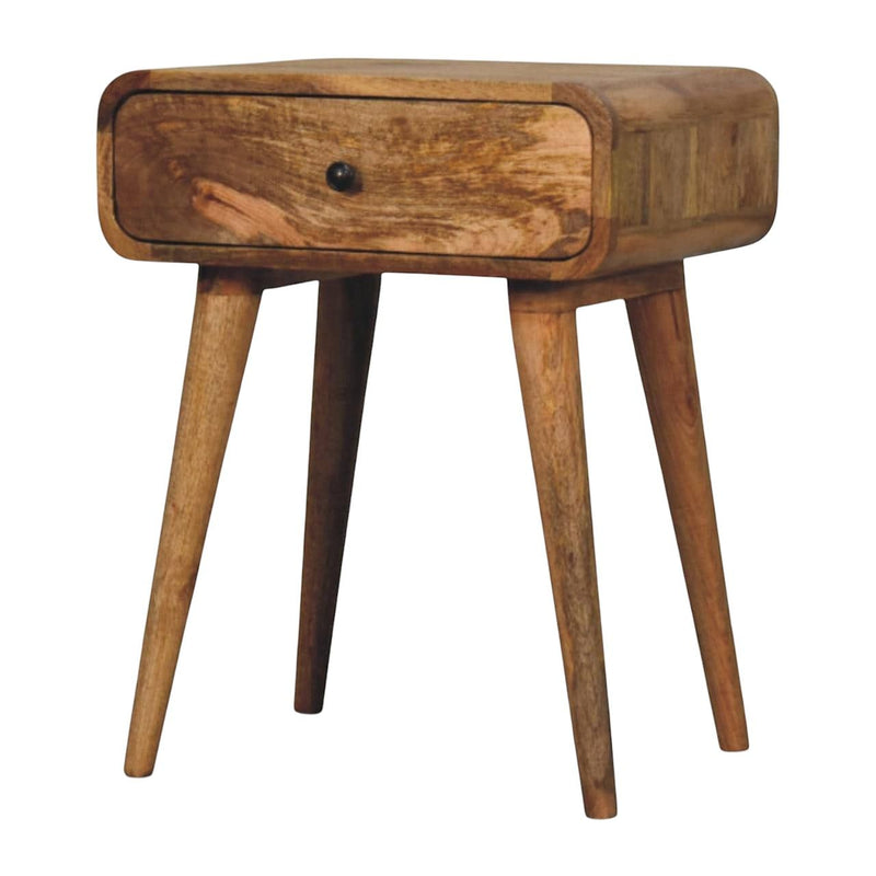 22" Solid Wood Round One Drawer Nightstand - Oak