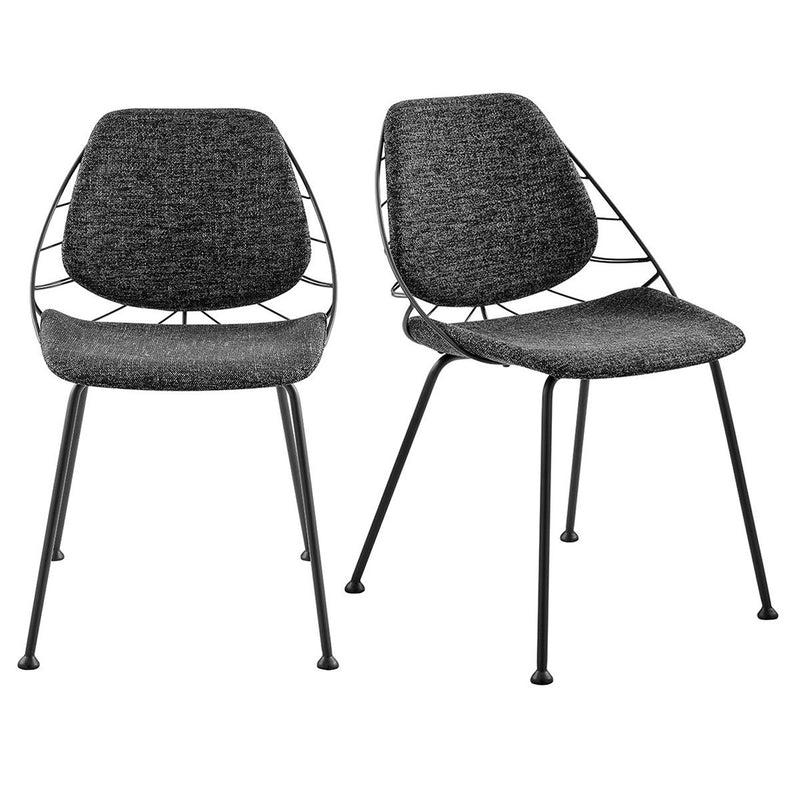 Upholstered Fabric Dining Chairs (Set of 2) - Black
