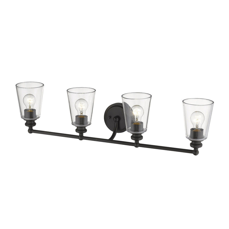 Metal And Glass Vanity Flush Mounted Sconce (398768) - Black And Clear