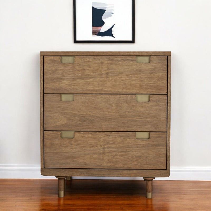 33" Solid Wood Three Drawer Dresser - Brown