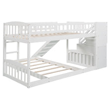 Load image into Gallery viewer, Stairway Twin over Twin Bunk Bed with Two Drawers and Slide, White(OLD SKU :LP000156AAK)
