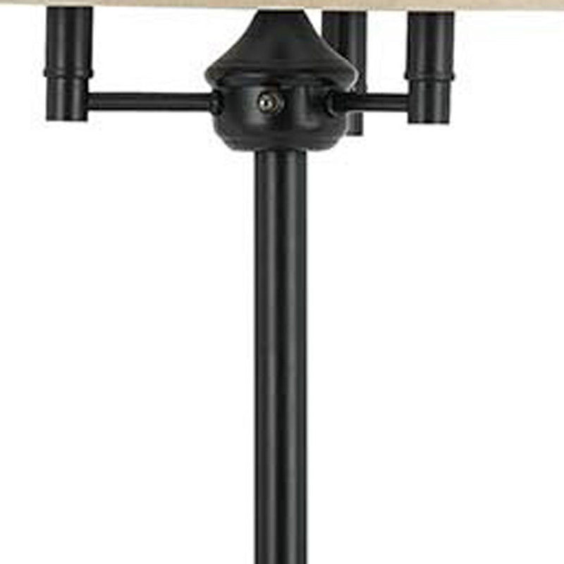 62" Four Light Traditional Shaped Floor Lamp With Beige Square Shade - Bronze