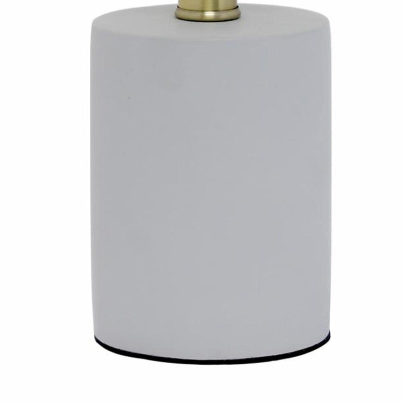 Round Bedside Lamp With Drum Shade - Gray