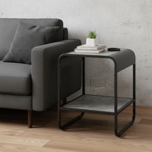 Load image into Gallery viewer, Manufactured Wood And Metal Rectangular End Table With Shelf - Black And Concrete Gray
