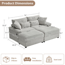 Load image into Gallery viewer, Double Chaise Lounge Set With Reversible Storage Ottomans, USB Port
