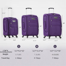 Load image into Gallery viewer, Softside Luggage Expandable 3 Piece Set Suitcase Upright Spinner Softshell Lightweight Luggage Travel Set
