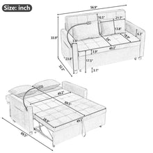Load image into Gallery viewer, Pull-Out Sleeper Sofa With Reversible Backrest Cushion, Side Pockets, 2 USB Ports And A Phone Holder For Living Room
