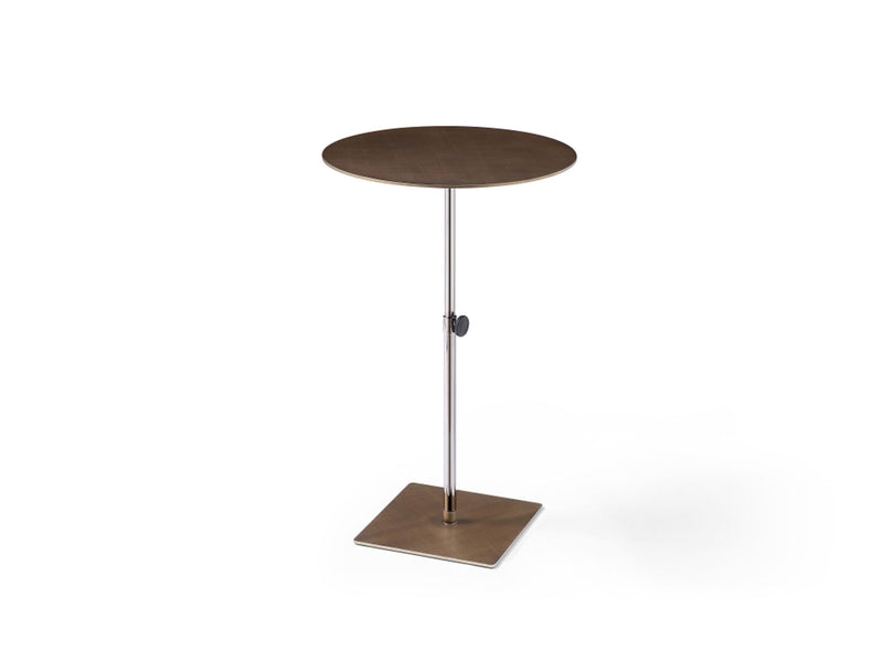 Steel Height Adjustable Round Pedestal End Table - Bronze / Silver