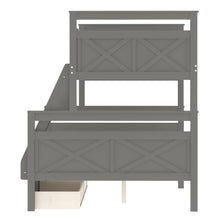 Load image into Gallery viewer, Twin over Full Bunk Bed with Ladder, Two Storage Drawers, Safety Guardrail, Gray
