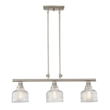 Load image into Gallery viewer, Kitchen Island Three Light Metal Transparent Glass Dimmable Chandelier With Shades - Nickel
