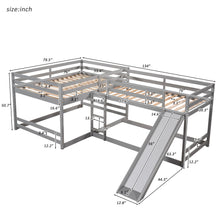 Load image into Gallery viewer, L-Shaped Bunk Bed With Slide And Short Ladder
