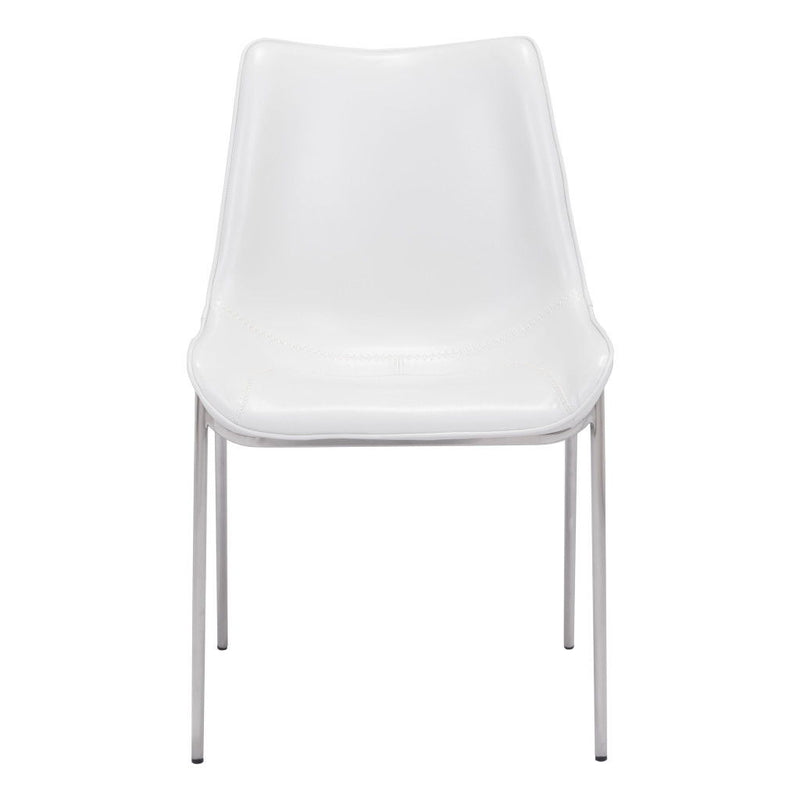 Upholstered Faux Leather Open Back Dining Side Chairs (Set of 2) - White