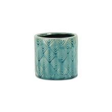 Load image into Gallery viewer, Geometric Round Pot Planter - Cream / Turquoise
