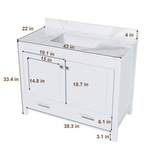 Load image into Gallery viewer, 43&quot; Bathroom Vanity, Multi Functional Cabinet With Doors And Drawer - White
