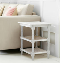 Load image into Gallery viewer, 24" Antiqued Solid Wood End Table With Two Shelves - White
