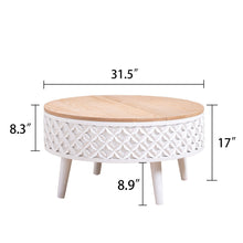 Load image into Gallery viewer, Round Coffee Table With Storage - White / Light Oak
