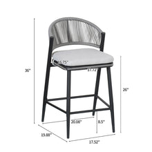 Load image into Gallery viewer, Outdoor 26&quot; Counter Height Metal Frame Counter Stools With Scallop Shaped Backrest &amp; Water Resistant Cushions
