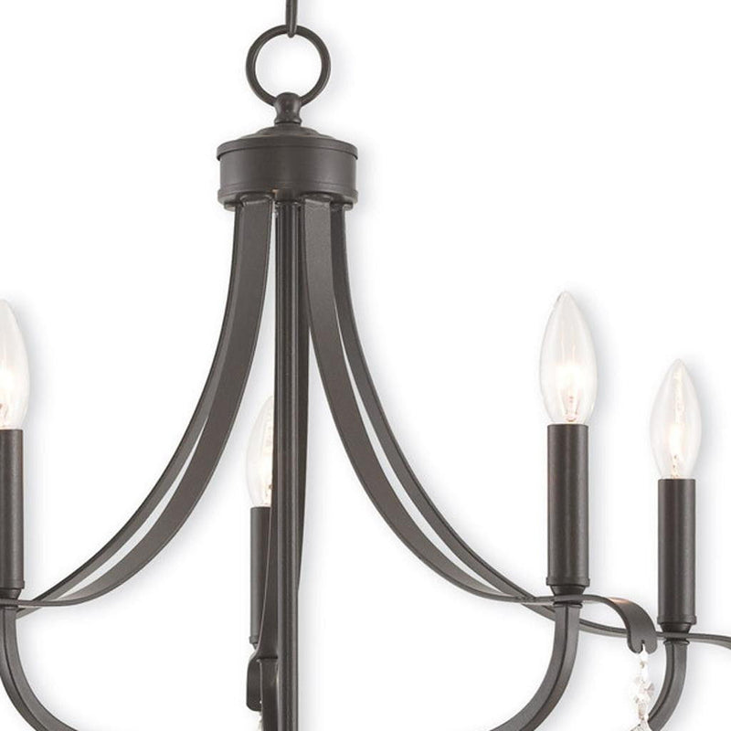 27'' Five Light Dimmable Chandelier With Shades - Bronze