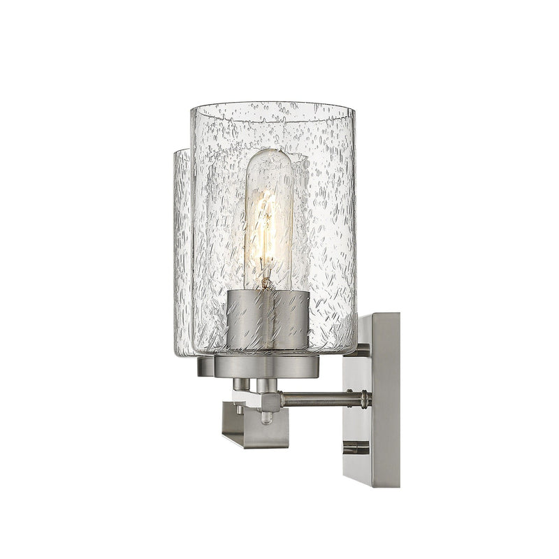 Metal And Textured Glass Two Light Wall Sconce - Silver