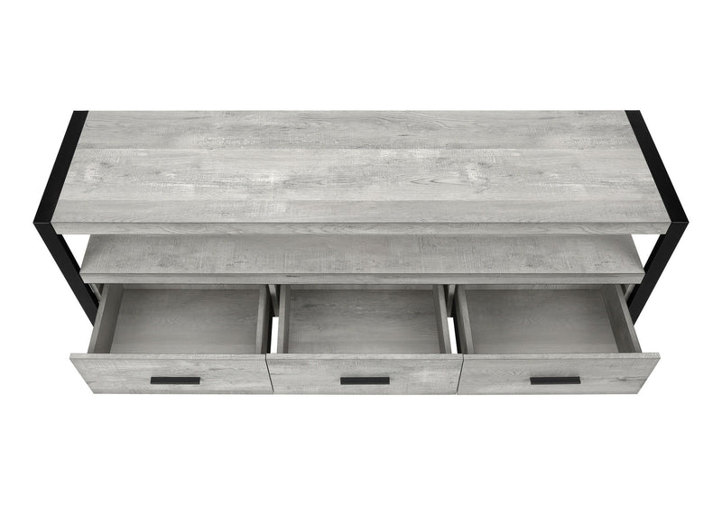 Cabinet Enclosed Storage, TV Stand - Black / Gray