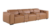 Load image into Gallery viewer, Top Grain Leather Reclining Metal USB Sofa (720396) - Chestnut
